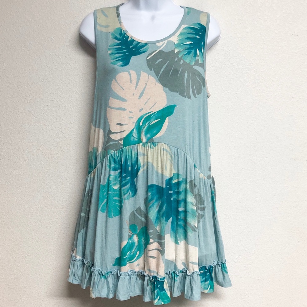 Monstera Print Tunic Top